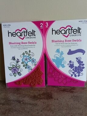 Heartfelt Creations Blushing Rose Swirls Stamp & Die Set NWOT